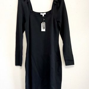 Express Black Fitted Puff Sleeve Dress L